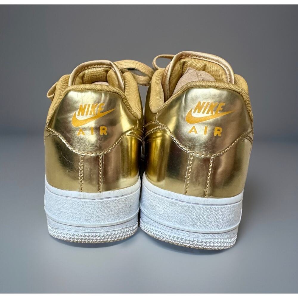 Nike Air Force 1 Low Metallic Gold Sneakers | Gold Chrome Shoes - Picture 4 of 8